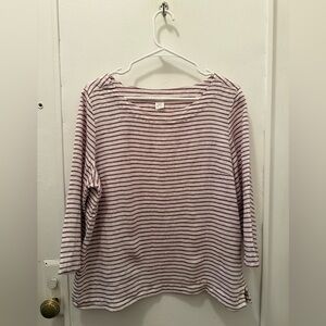 Artisan NY ❤️ Red & White Stripe Linen Long Sleeve // Large